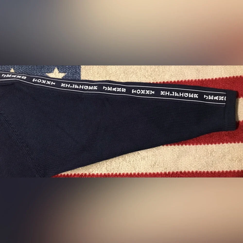 Vintage Tommy Hilfiger Jeans Navy Crew Knit Sweater L sportsman Rlpc Rlx sport x